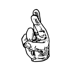 R in ASL - American Sign Language vector illustration