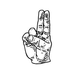 U in ASL - American Sign Language vector illustration