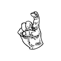 X in ASL - American Sign Language vector illustration