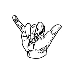 Y in ASL - American Sign Language vector illustration