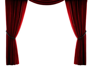 Red Curtain window isolated with transparent background