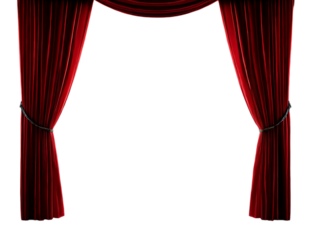 Red Curtain window isolated with transparent background