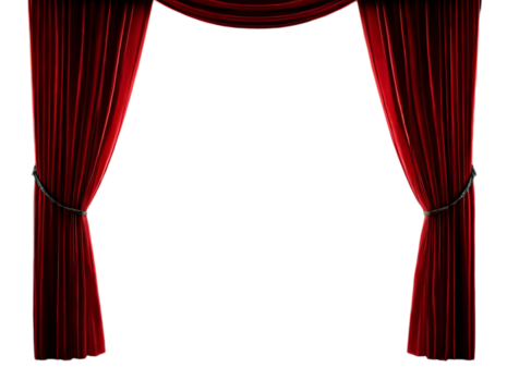 Red Curtain window isolated with transparent background