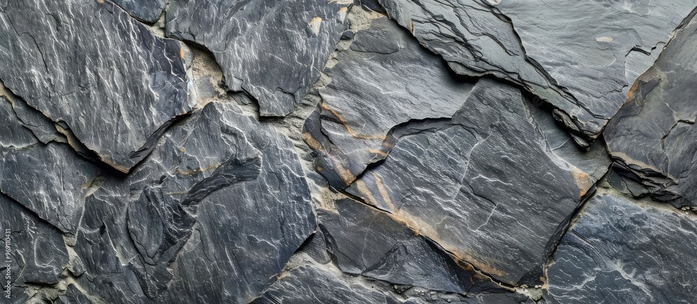 Poster Natural black slate stone background pattern with high resolution Top view Space for text. with copy space image. Place for adding text or design