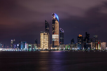 City night view of Abu Dhabi, Corniche Abu Dhabi
