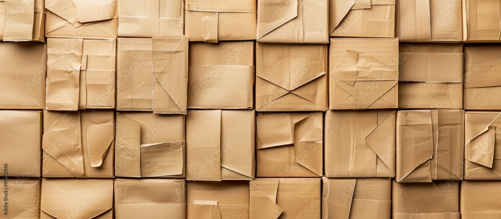 Poster Cardboard box packaging isolated on a white background. with copy space image. Place for adding text or design