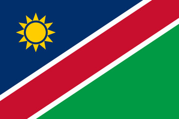 The official national flag of Namibia. Flag of the Republic of Namibia. Correct proportions and colors. Vector illustration