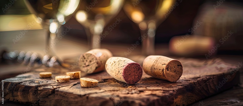 Aufkleber Close up view of wine corks as a background. with copy space image. Place for adding text or design
