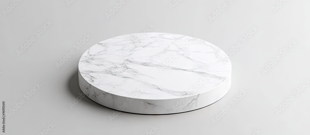 Fototapete white marble product stand marbled floor background from above for showcasing your packaging or mock