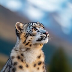 Fototapeta premium Majestic Snow Leopard in Natural Habitat