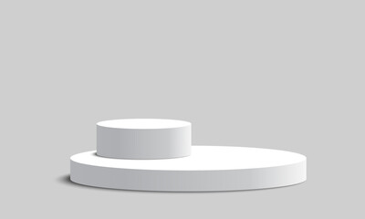 Minimalist product display background with geometric pedestal podium. Abstract scene mockup, product presentation, stage show, showroom. Vector illustration