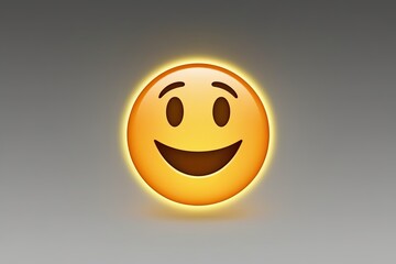 Fototapeta premium Radiant Happy Emoji Bright Glowing Face Character Icon