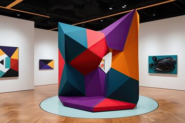 Stunning 3D Polygonal Model Featuring Abstract Designs and Vivid Colors