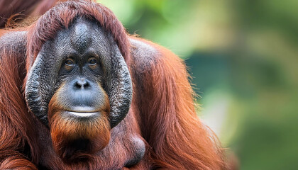 Close-Up of an Orangutan, Highlighting Its Facial Expressions and Hair Texture
