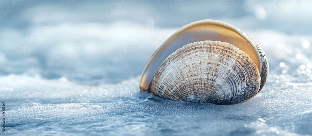 Fototapete frozen clam. with copy space image. place for adding text or design