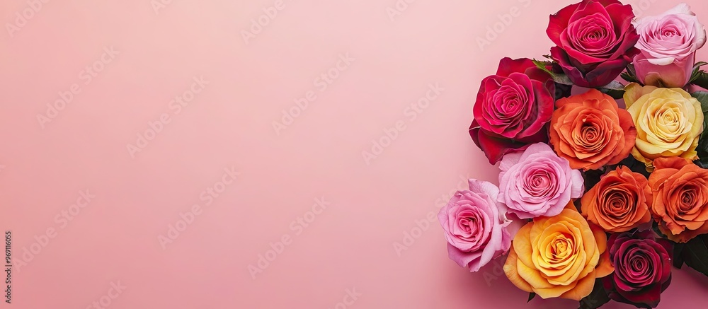 Aufkleber a collection of vibrant roses a stunning bouquet of roses in different colors set against a dusty pi