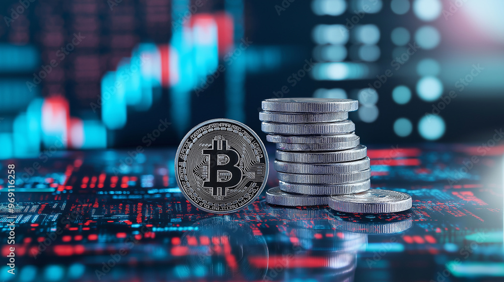 Poster a stack of coins in the foreground, with a semi-transparent cloud computing icon in the background, 