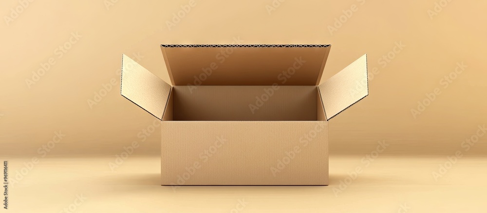 Aufkleber Open Empty Cardboard Container packaging. with copy space image. Place for adding text or design
