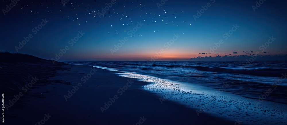 Poster fallen star on a shore. with copy space image. place for adding text or design