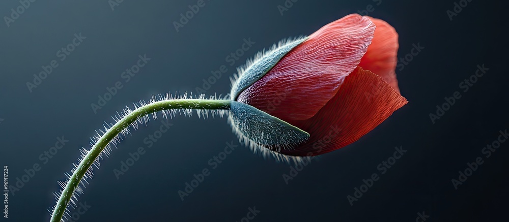 Poster poppy flower bud. with copy space image. place for adding text or design