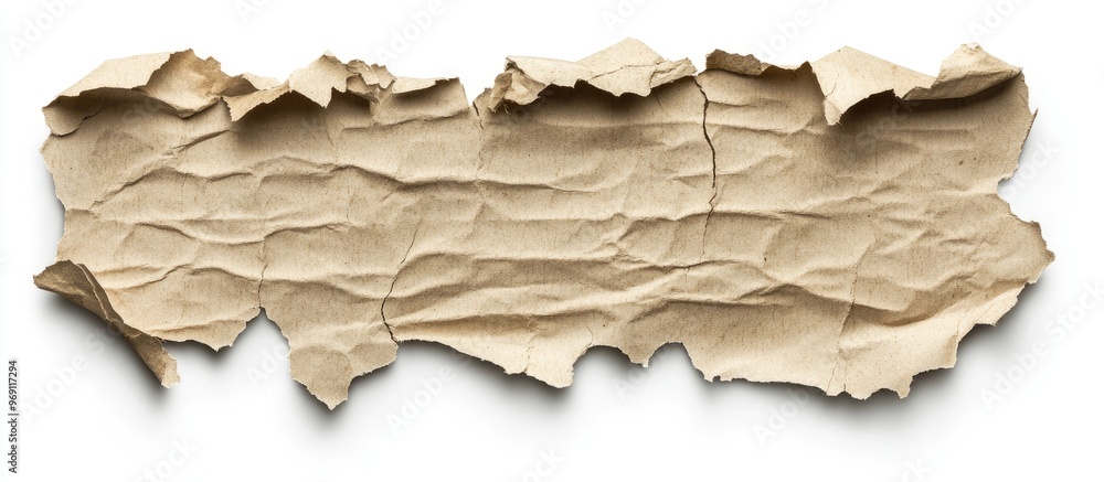 Fototapete torn empty old grunge fragments of cardboard paper texture on a white background. with copy space im
