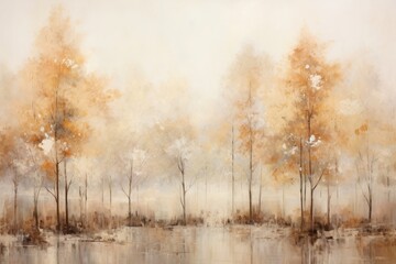 Autumn forest landscape painting backgrounds.