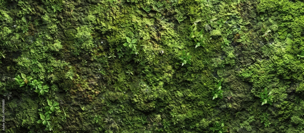 Poster image of moss texture on the wall. with copy space image. place for adding text or design
