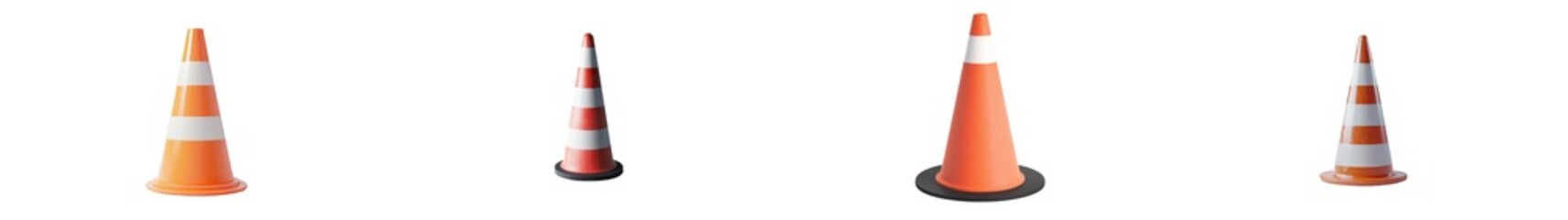 Obraz premium White stripes on orange 3D traffic cone on transparent background