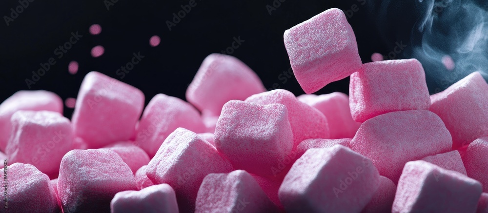 Leinwandbilder pink marshmallows a sweet and delicate treat set against a dark background. with copy space image. p