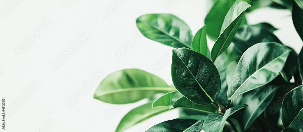 Aufkleber green leaves flourish indoors houseplants set against a white background natural leaves thrive in th
