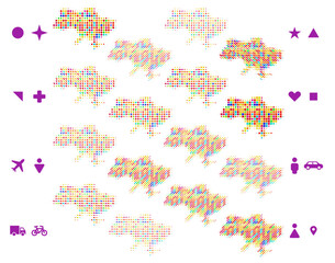 Ukraine map in different icon shapes