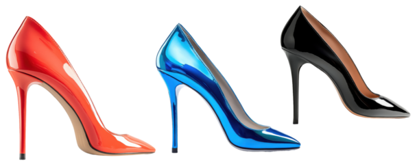 Set of high heels shoes isolated on transparent background, PNG file, Graphic resources 