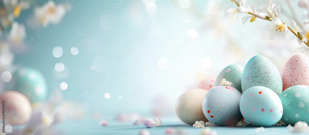 Aufkleber Festive backdrop featuring Easter eggs. with copy space image. Place for adding text or design