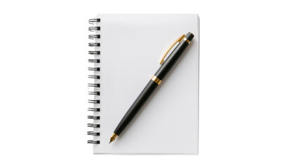 Blank notepad with pen on transparent background