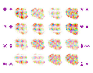 Poland map in different icon shapes