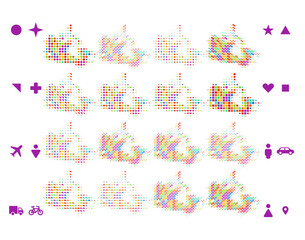 Canada map in different icon shapes