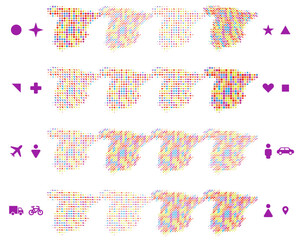 Spain map in different icon shapes