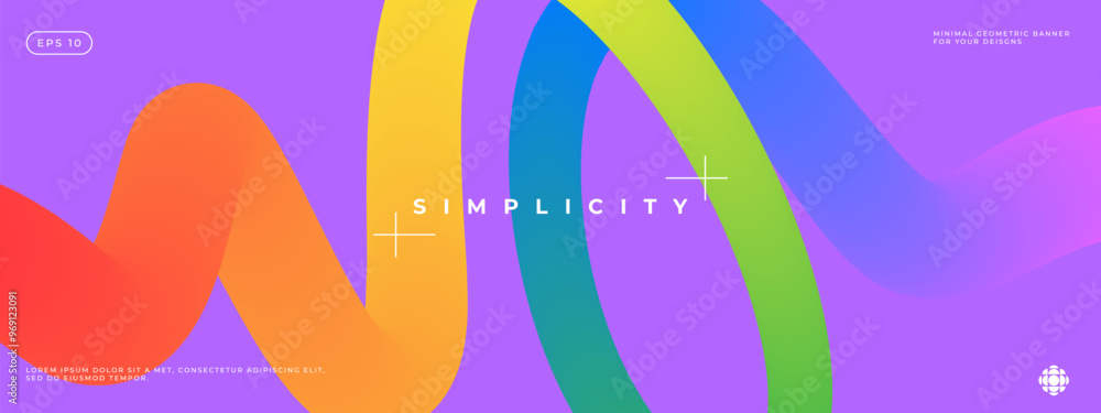 Aufkleber wavy shape with colorful gradient on violet background. vector illustration.