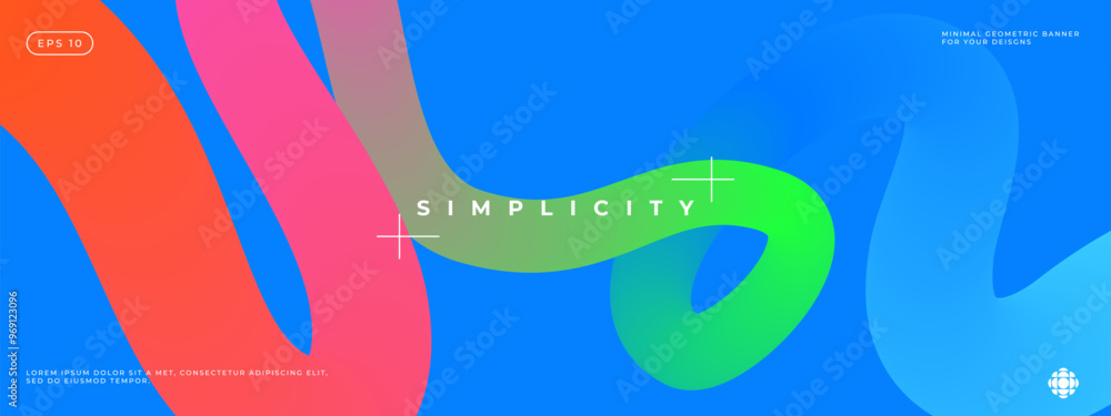 Poster wavy shape with colorful gradient on blue background. vector illustration.