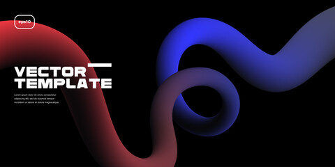 Fototapeta premium Wavy shape with dark gradient. Vector illustration.