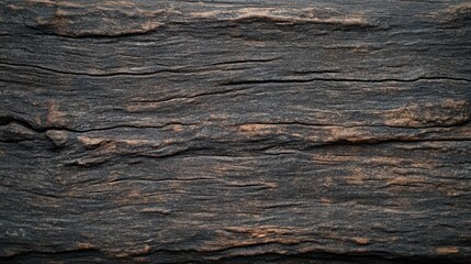 Naklejka premium A close-up view of textured, dark wood with natural patterns and grooves.