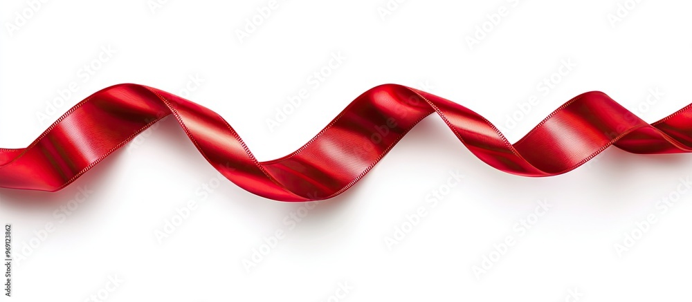 Poster valentine s day spiral shaped red ribbon separated on a white background with copyspace