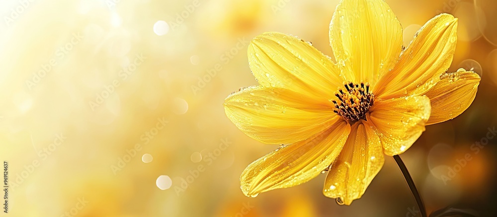 Poster Lovely yellow flower. with copy space image. Place for adding text or design