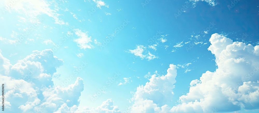 Leinwandbilder blue sky featuring white clouds. with copy space image. place for adding text or design