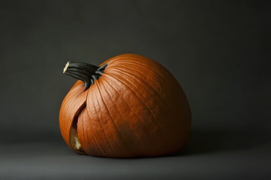 Halloween large broken cracked pumpkin, Happy Thanksgiving Day