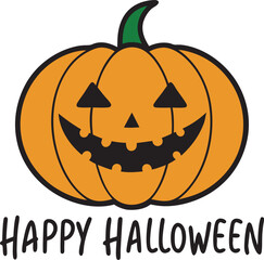 jack-o'-lantern with Happy Halloween, Halloween happy pumpkin vector illustration on white background.