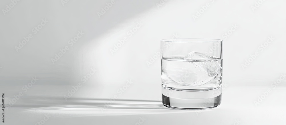 Poster A glass of water with a white background. with copy space image. Place for adding text or design