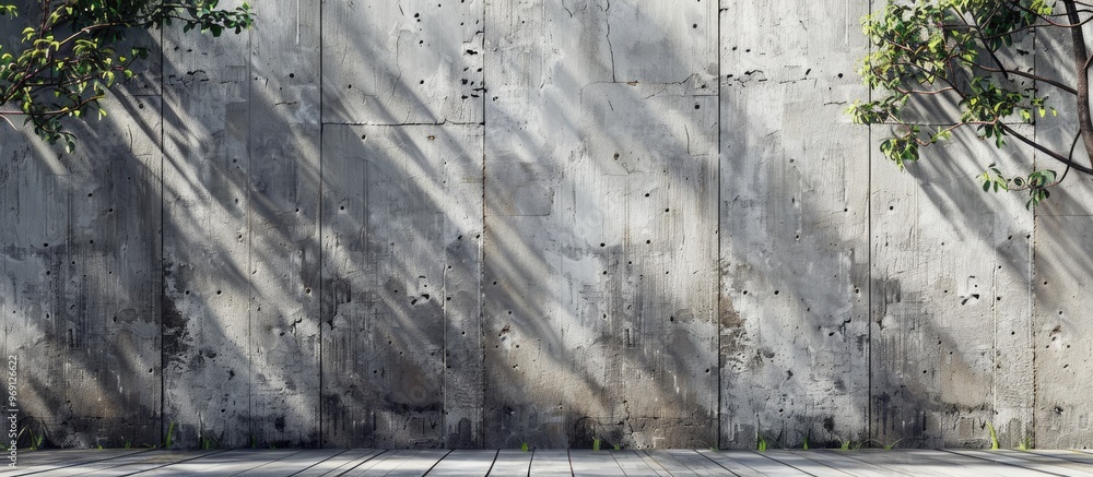 Poster concrete wall and weathered wood. with copy space image. place for adding text or design