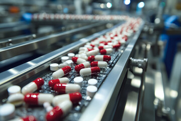 Fototapeta premium pharmaceutical_pills_on_the_assembly_line
