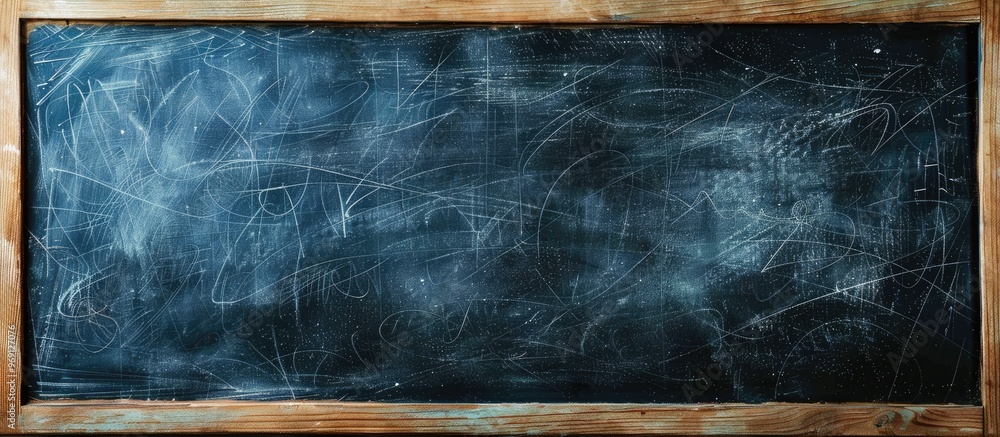 Aufkleber Abstract chalkboard with chalk marks in a classroom setting ready to be used as a background for adding text or graphics. with copy space image. Place for adding text or design
